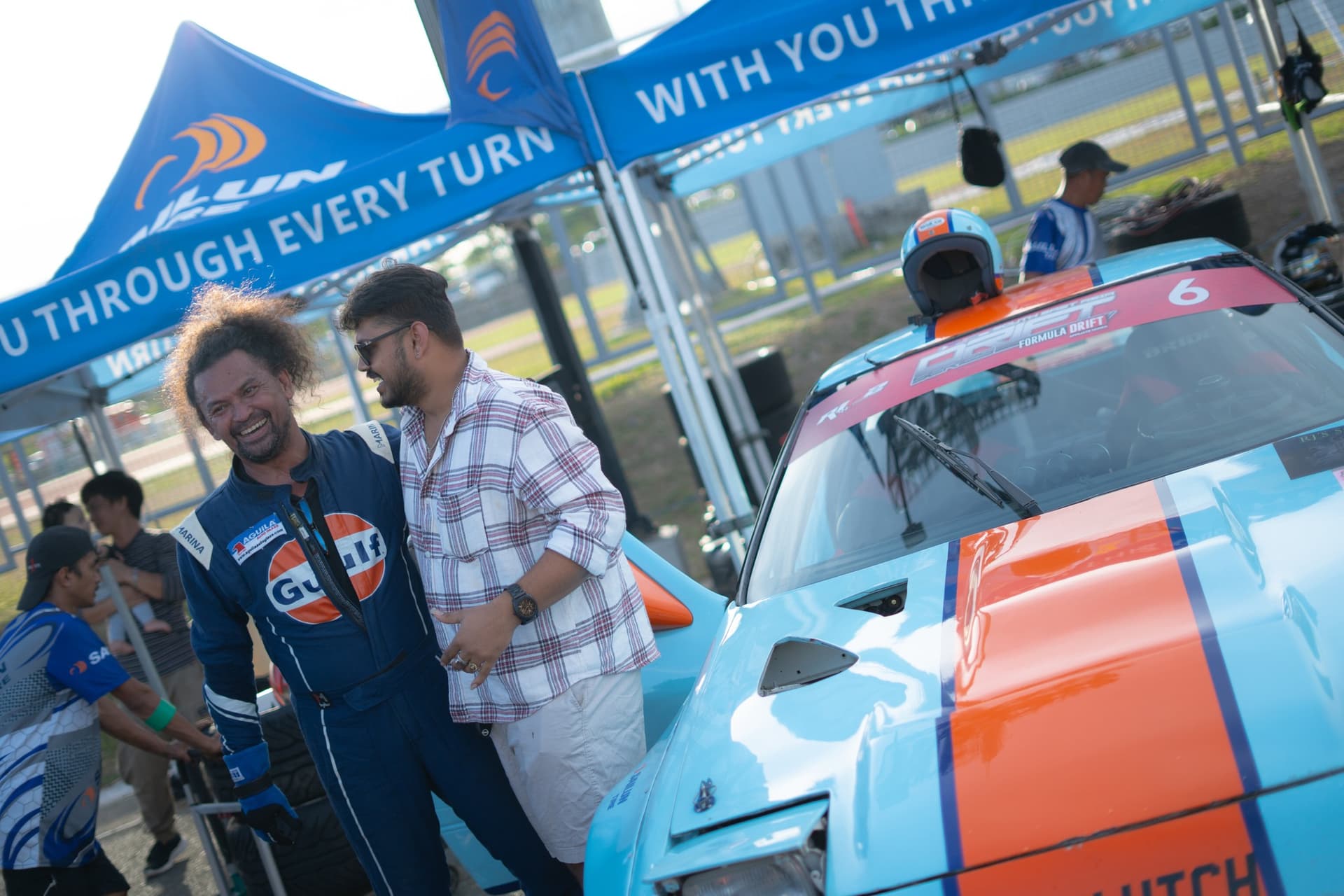 Boodie laughing trackside